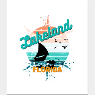 Lakeland Florida Retro Exploding Sunset Posters and Art